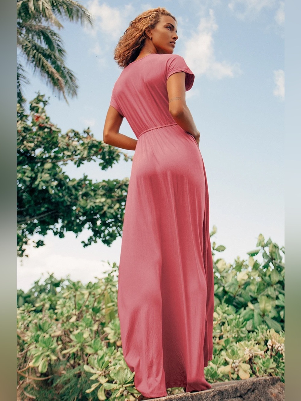 NWT Lulus Easy for Me Rusty Rose Short Sleeve Maxi Dress - Picture 2 of 5